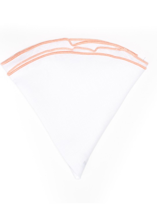 White Linen/Salmon Trim Linen Pocket Circle